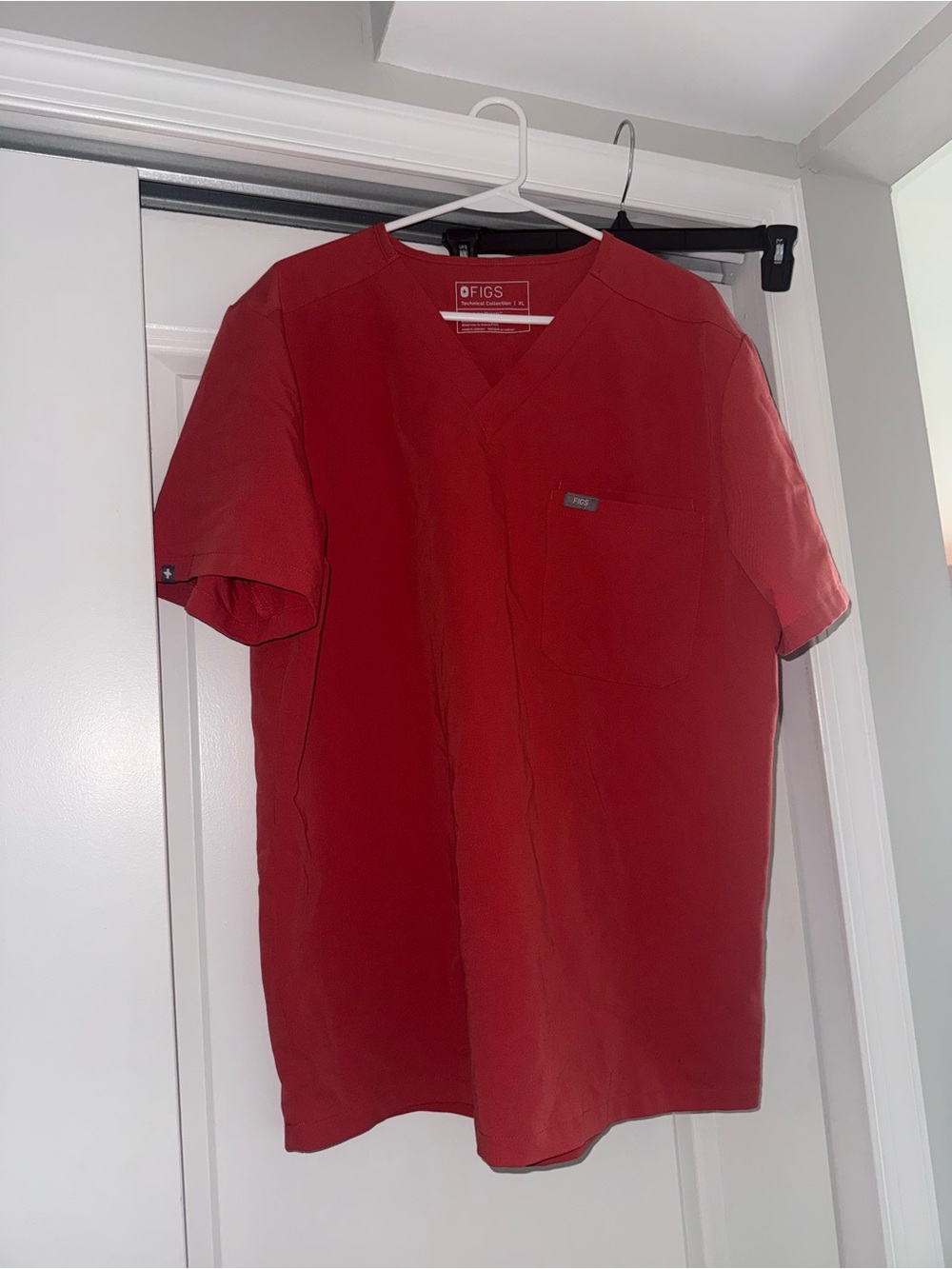 Figs Men’s Red V-Neck Scrub Top